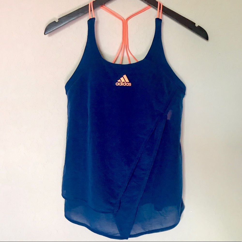 Adidas sports top with intricate back strap detail